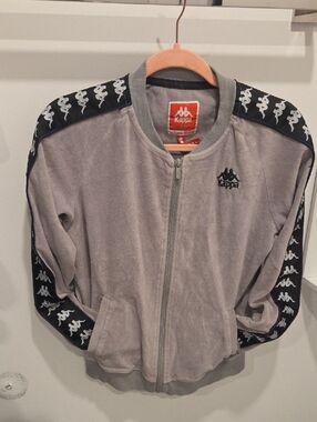 Kappa Gray Terry Track Jacket with Black Logo Tape